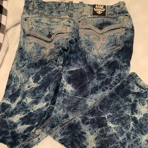 Mens stone wash rock revival jeans